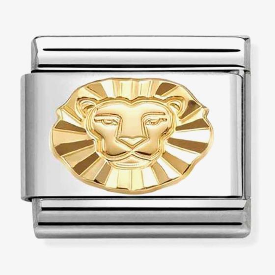 Nomination Italy Classic 18k gold and stainless steel charm depicting the star sign leo with etched detailing