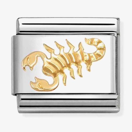 Nomination Italy Classic 18k gold and stainless steel charm despicting the star sign sccorpio in and etched design