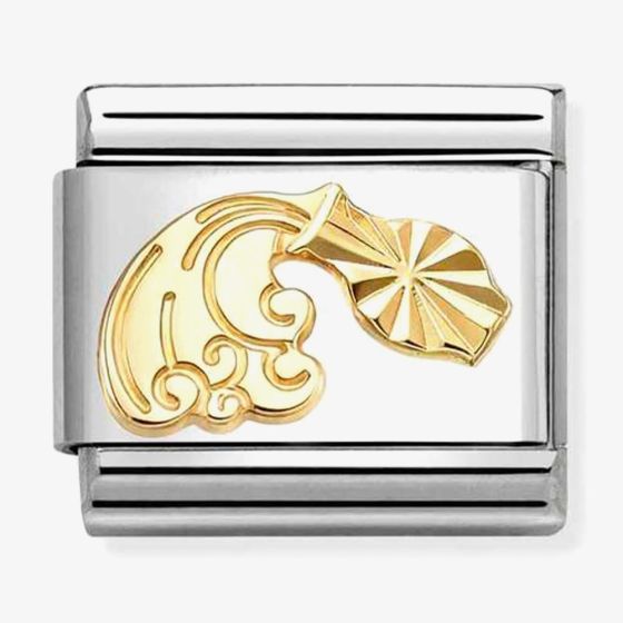 Nomination Italy Classic 18k gold and stainless steel charm depicting an etched aquarius start sign design