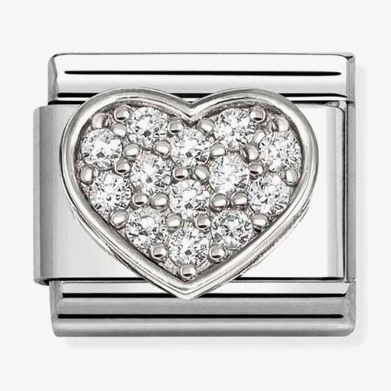 Nomination Italy Classic sterling silver and stainless steel composable heart charm with white cz
