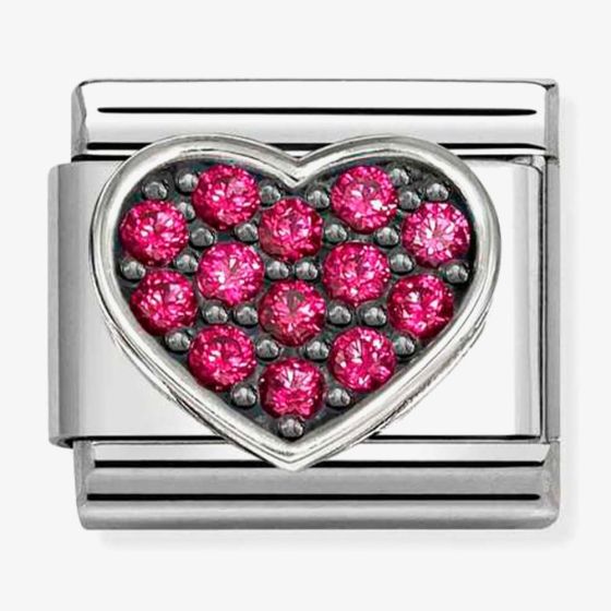 Nomination Italy Classic sterling silver and stainless steel heart charm with red cz