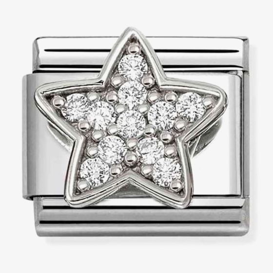 Nomination Italy Sterling silver and stainless steel white cz heart charm for composable bracelet