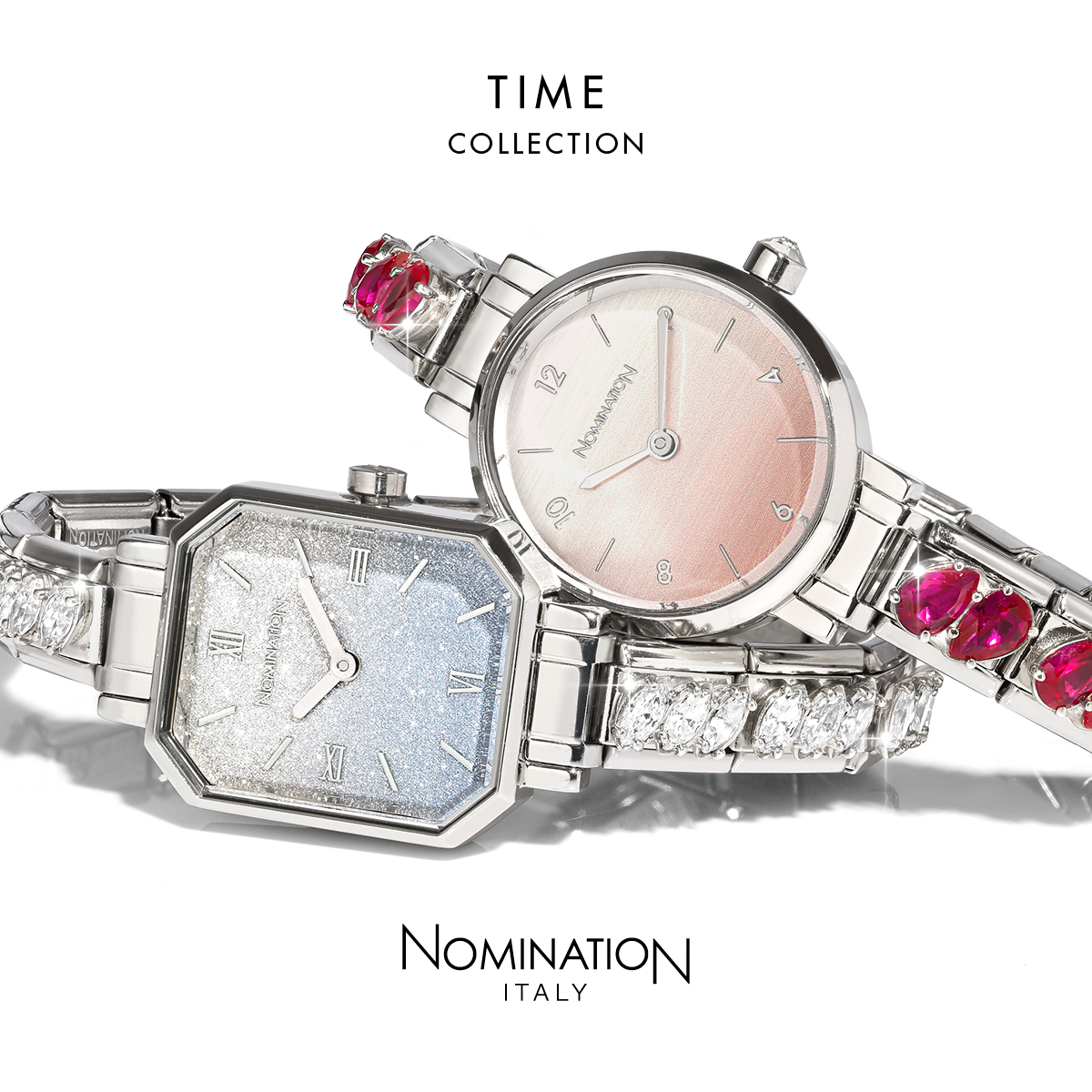 Nomination Italy watch with gemstones on a white background