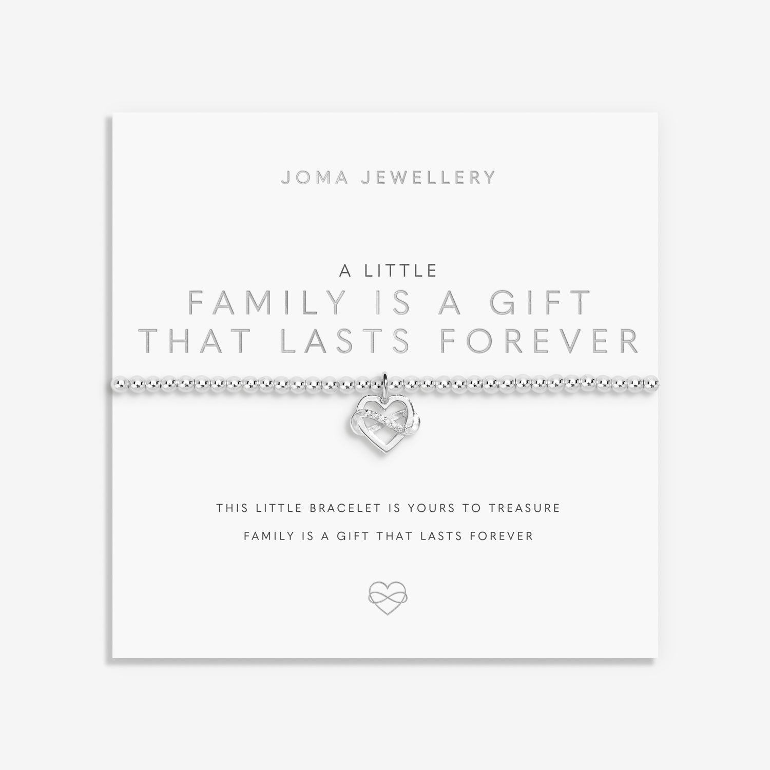 Joma Jewellery A Little | Family Is A Gift That Lasts Forever | Silver Plated | Bracelet | 17.5cm Stretch