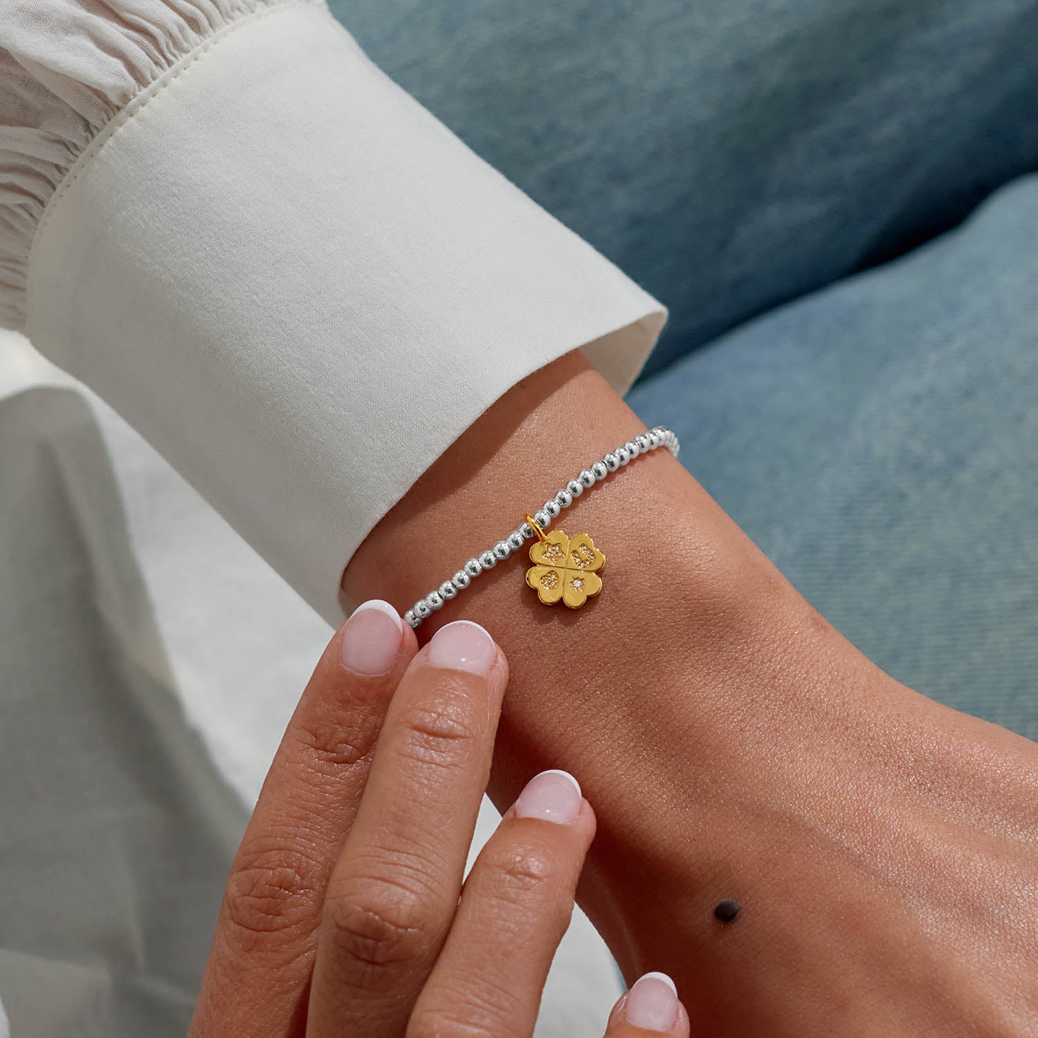 Joma Jewellery A Little | Lucky Charm | Silver & Gold Plated | Bracelet | 17.5cm Stretch