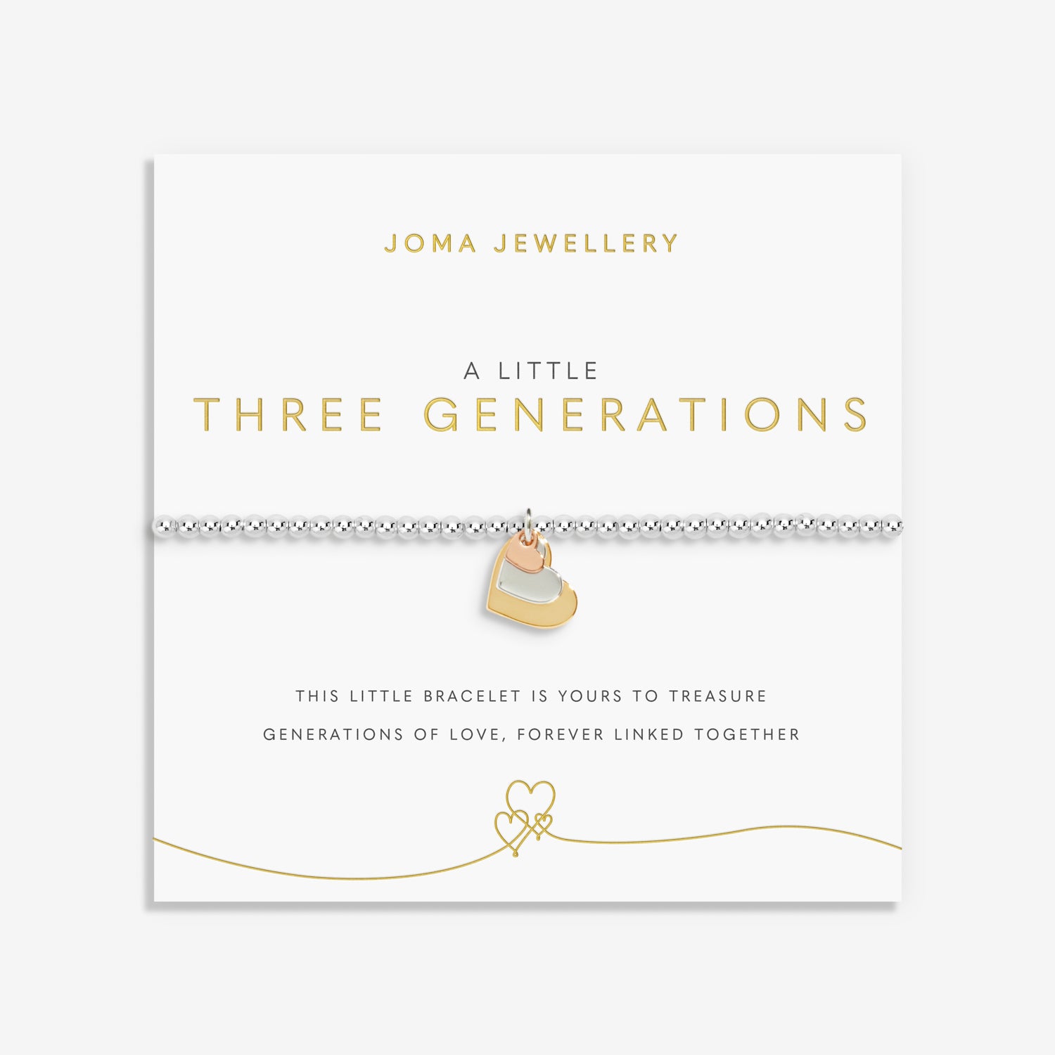 Joma Jewellery A Little | Three Generations | Silver, Gold & Rose Gold Plated | Bracelet | 17.5cm Stretch