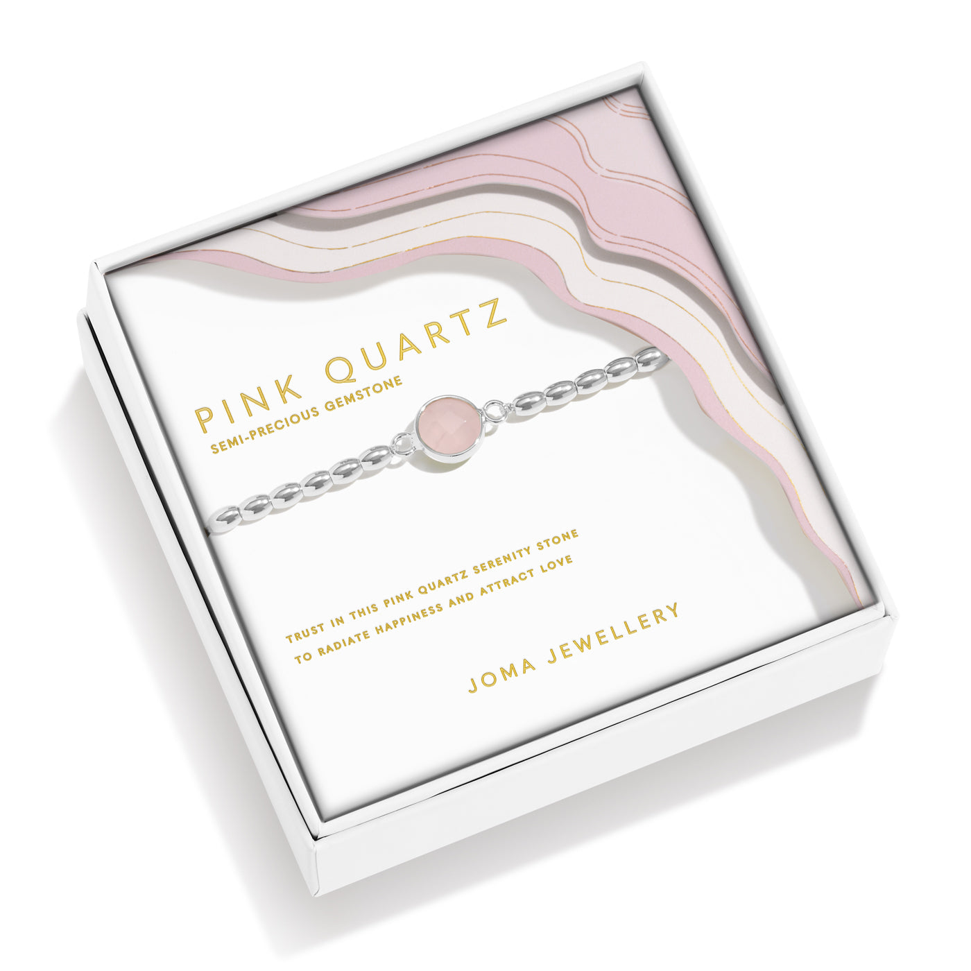 Joma Jewellery Serenity Stones | Pink Quartz | Silver Plated | Bracelet | 17.5cm Stretch