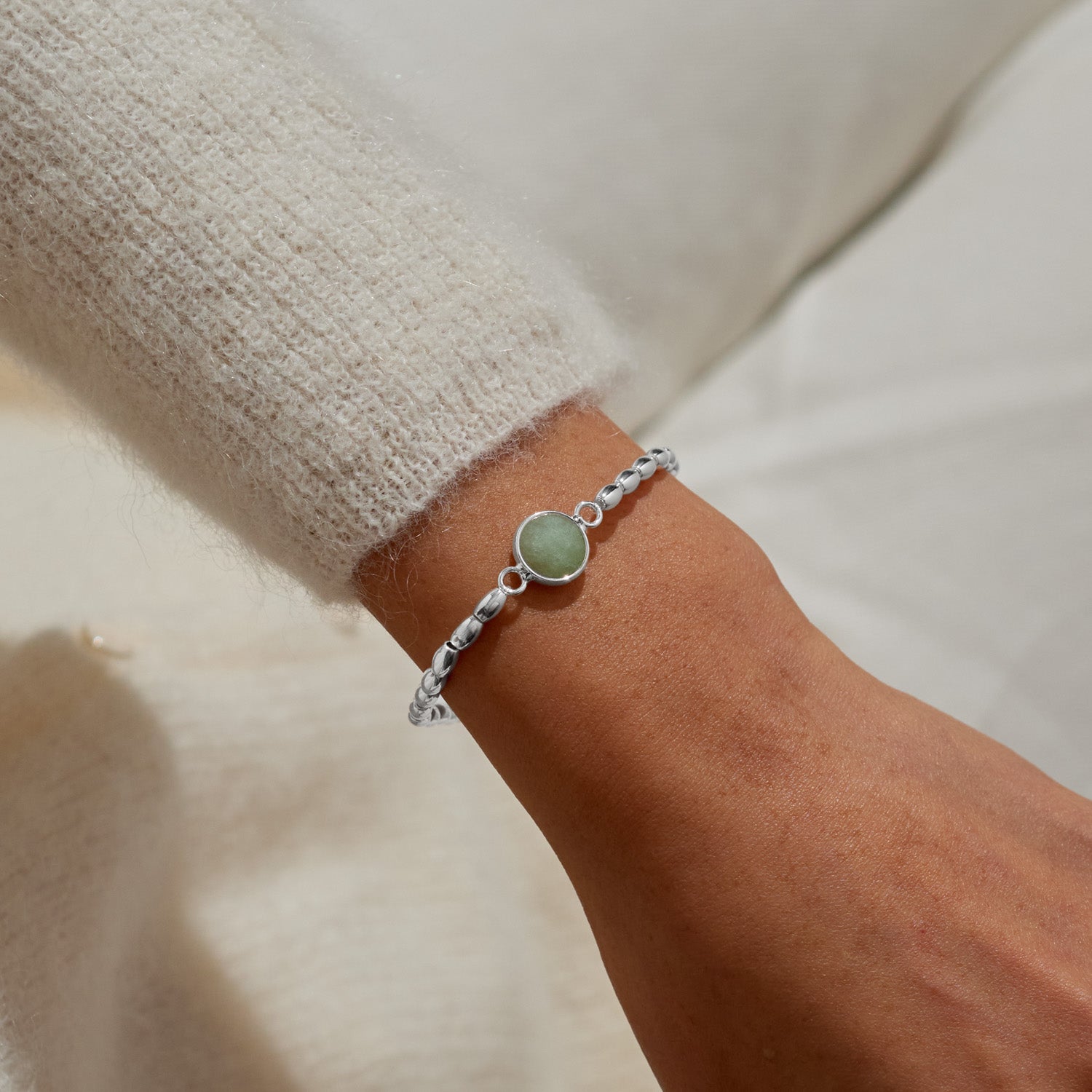 Joma Jewellery Serenity Stones | Aventurine | Silver Plated | Bracelet | 17.5cm Stretch