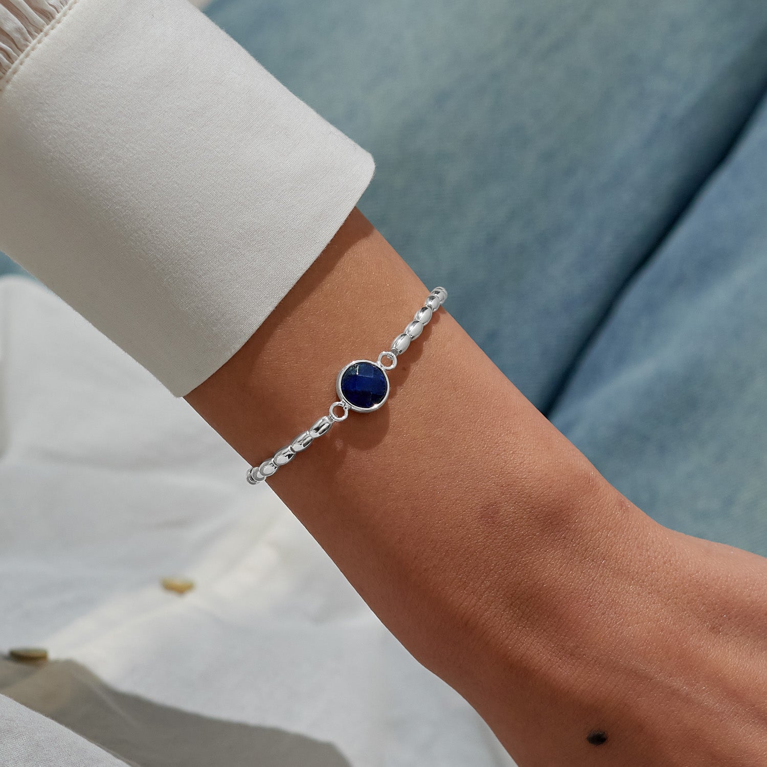 Joma Jewellery Serenity Stones | Lapis Lazuli | Silver Plated | Bracelet | 17.5cm Stretch
