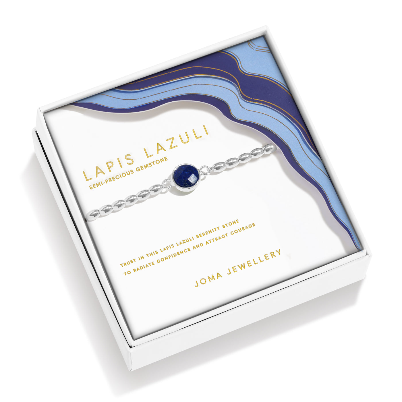 Joma Jewellery Serenity Stones | Lapis Lazuli | Silver Plated | Bracelet | 17.5cm Stretch