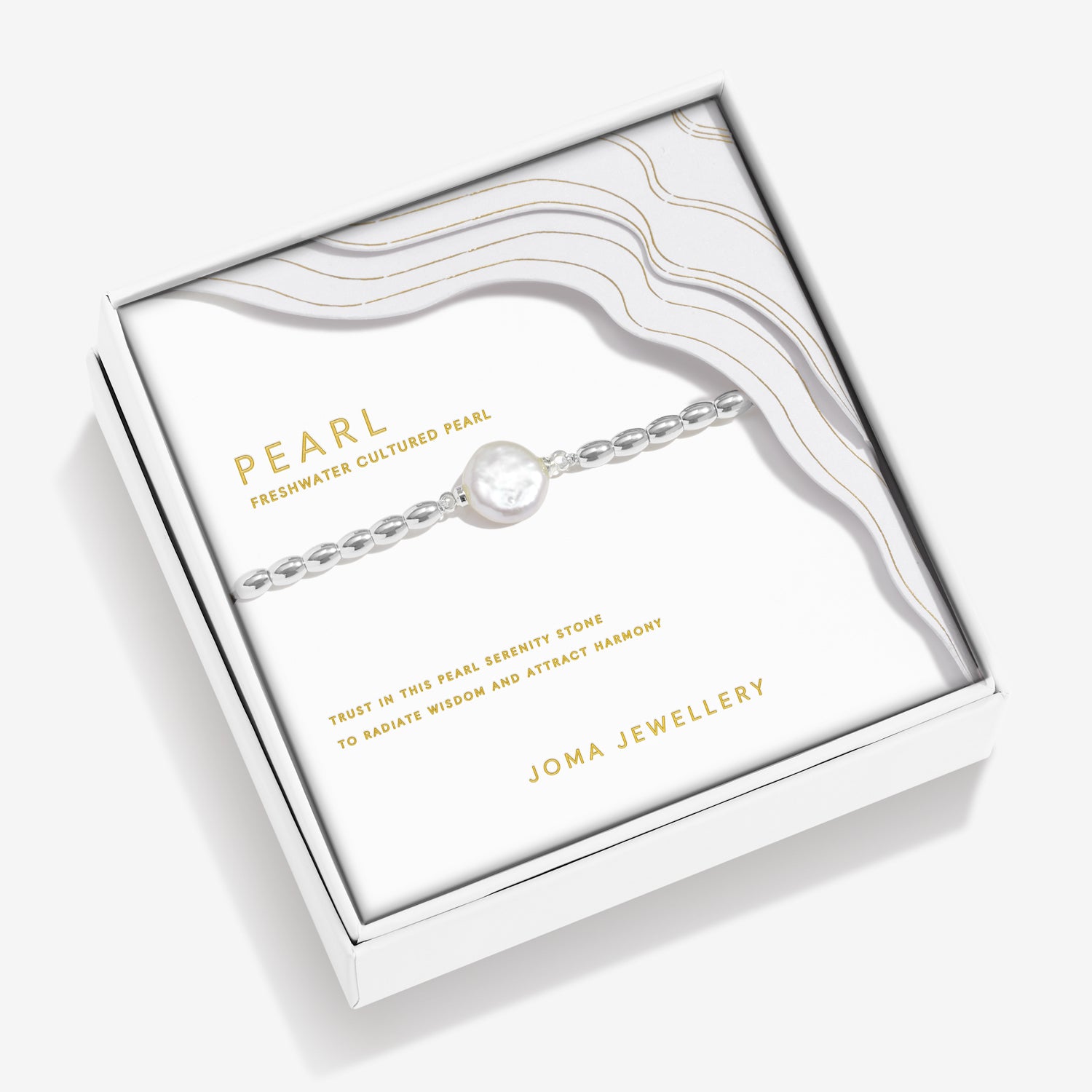 Joma Jewellery Serenity Stones | Freshwater Cultured Pearl | Silver Plated | Bracelet | 17.5cm Stretch