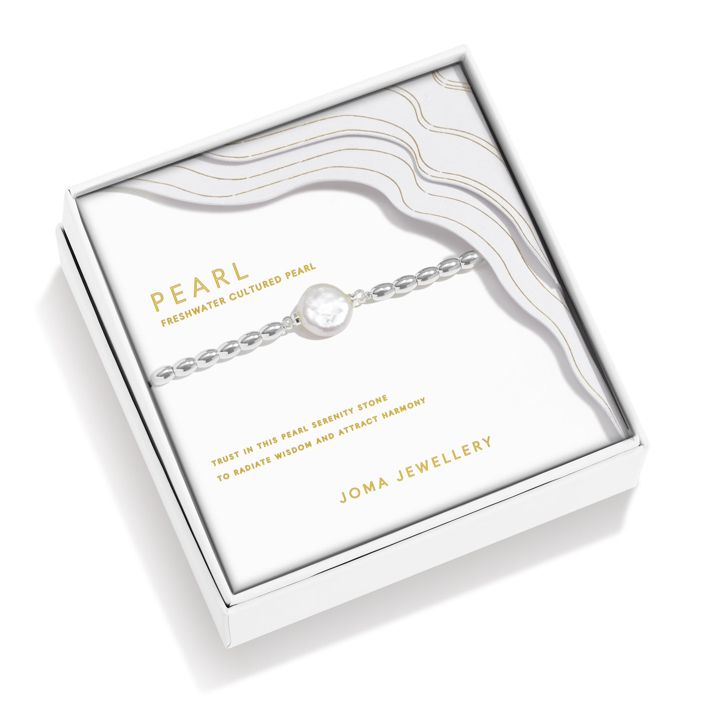 Joma Jewellery Serenity Stones | Freshwater Cultured Pearl | Silver Plated | Bracelet | 17.5cm Stretch