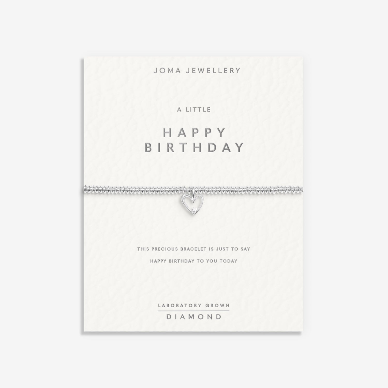 Joma Jewellery Laboratory Grown Diamond A Little | Happy Birthday | Silver Plated | Bracelet | 17.5cm Stretch