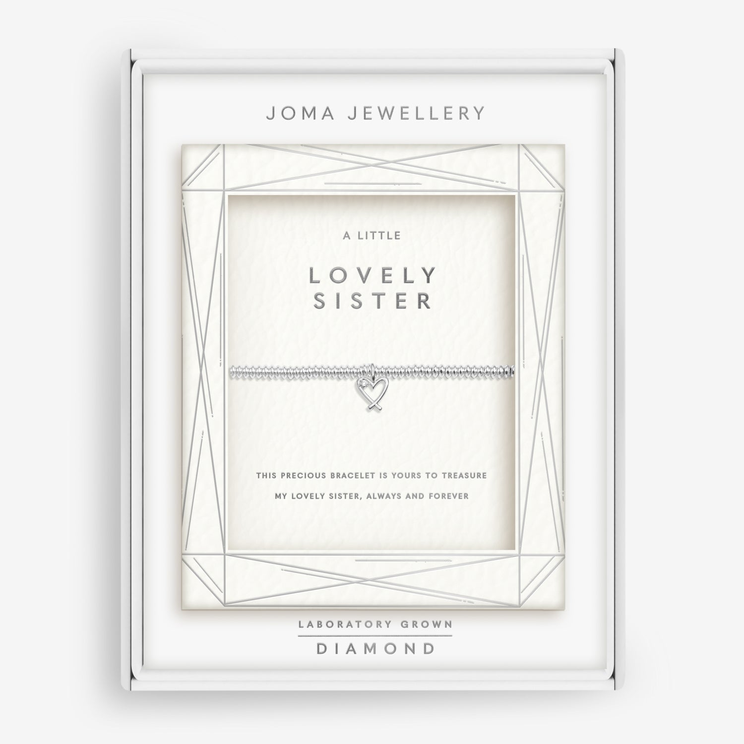 Joma Jewellery Laboratory Grown Diamond A Little | Lovely Sister | Silver Plated | Bracelet | 17.5cm Stretch