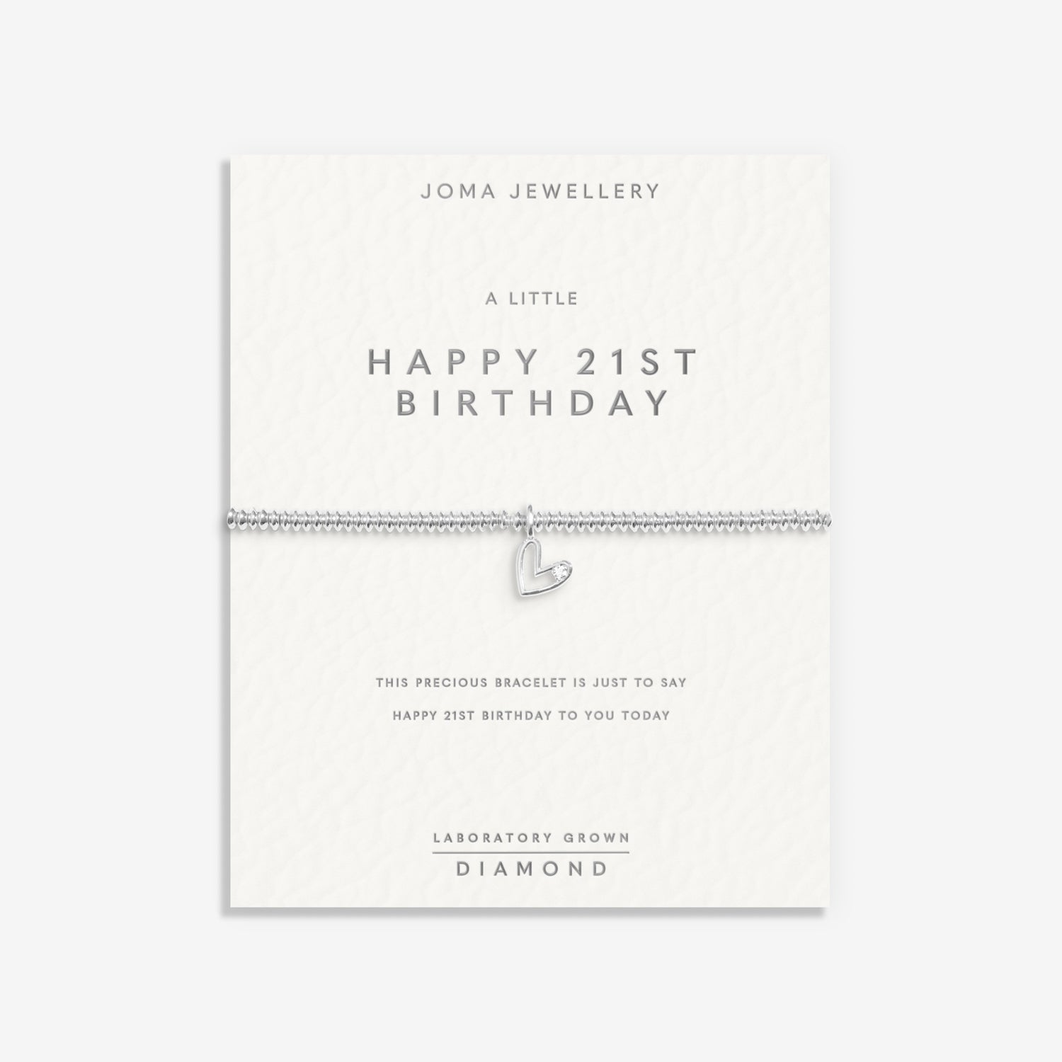 Joma Jewellery Laboratory Grown Diamond A Little | Happy 21St Birthday | Silver Plated | Bracelet | 17.5cm Stretch