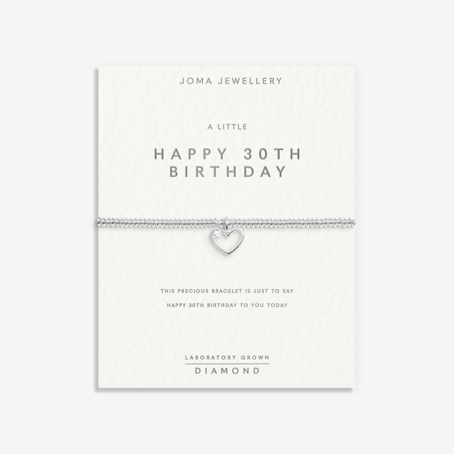 Joma Jewellery Laboratory Grown Diamond A Little | Happy 30Th Birthday | Silver Plated | Bracelet | 17.5cm Stretch