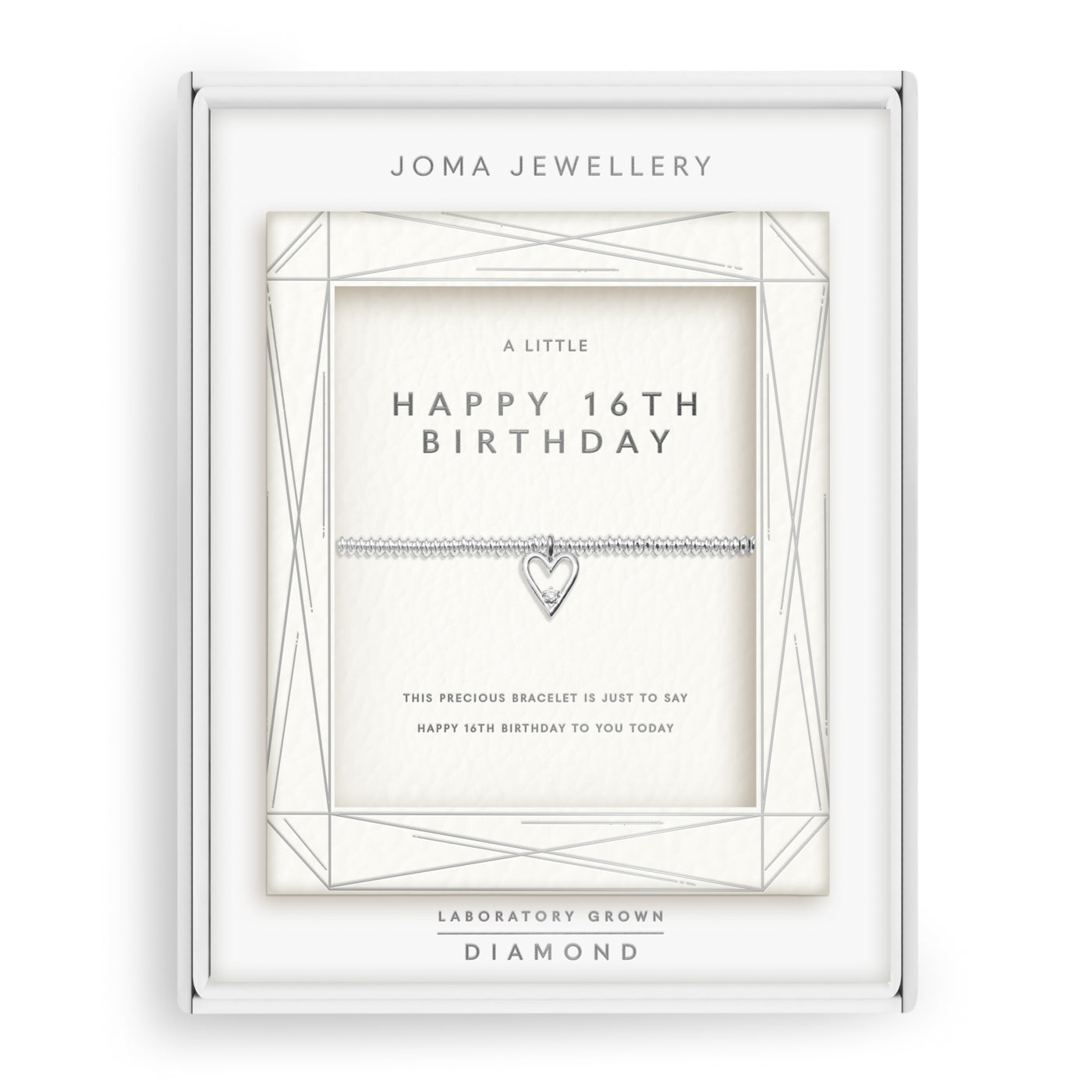 Joma Jewellery Laboratory Grown Diamond A Little | Happy 16Th Birthday | Silver Plated | Bracelet | 17.5cm Stretch