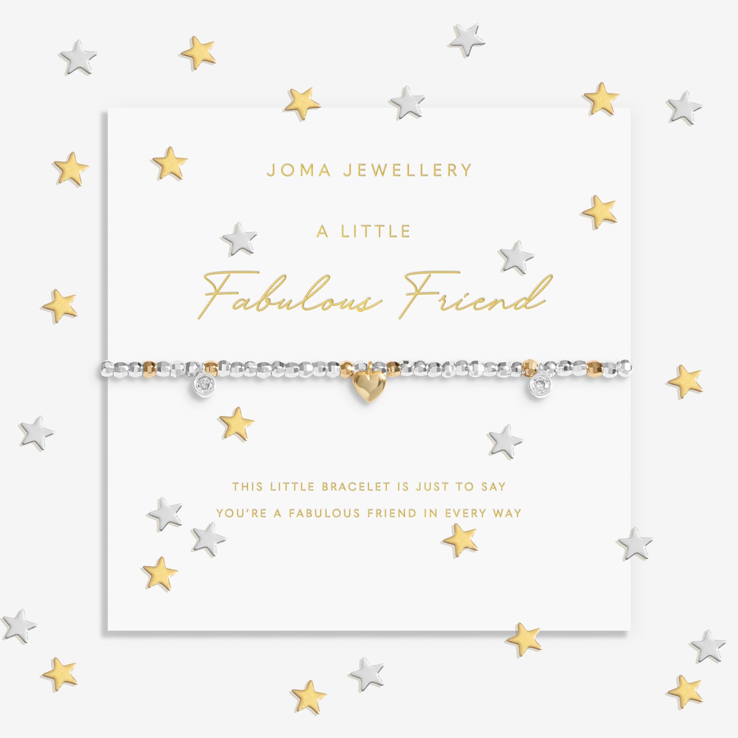 Joma Jewellery Sparkle Confetti A Little | Fabulous Friend | Silver & Gold Plated | Bracelet | 17.5cm Stretch