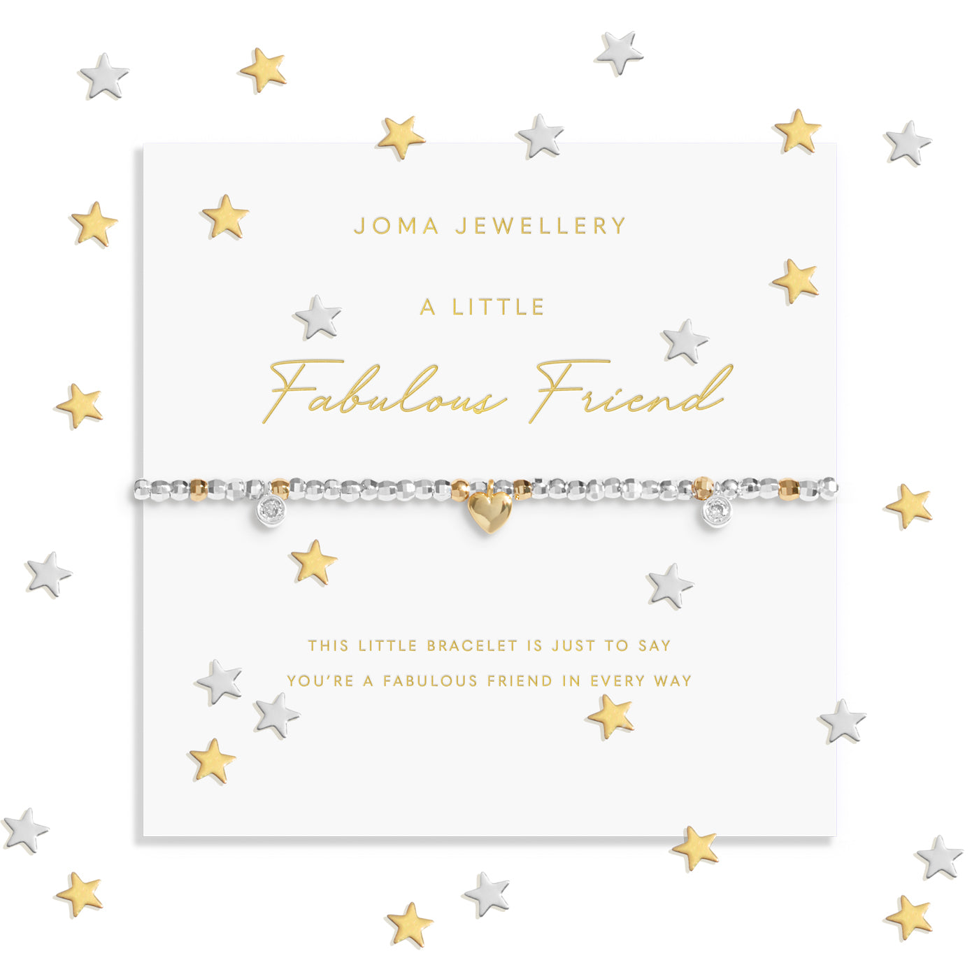 Joma Jewellery Sparkle Confetti A Little | Fabulous Friend | Silver & Gold Plated | Bracelet | 17.5cm Stretch