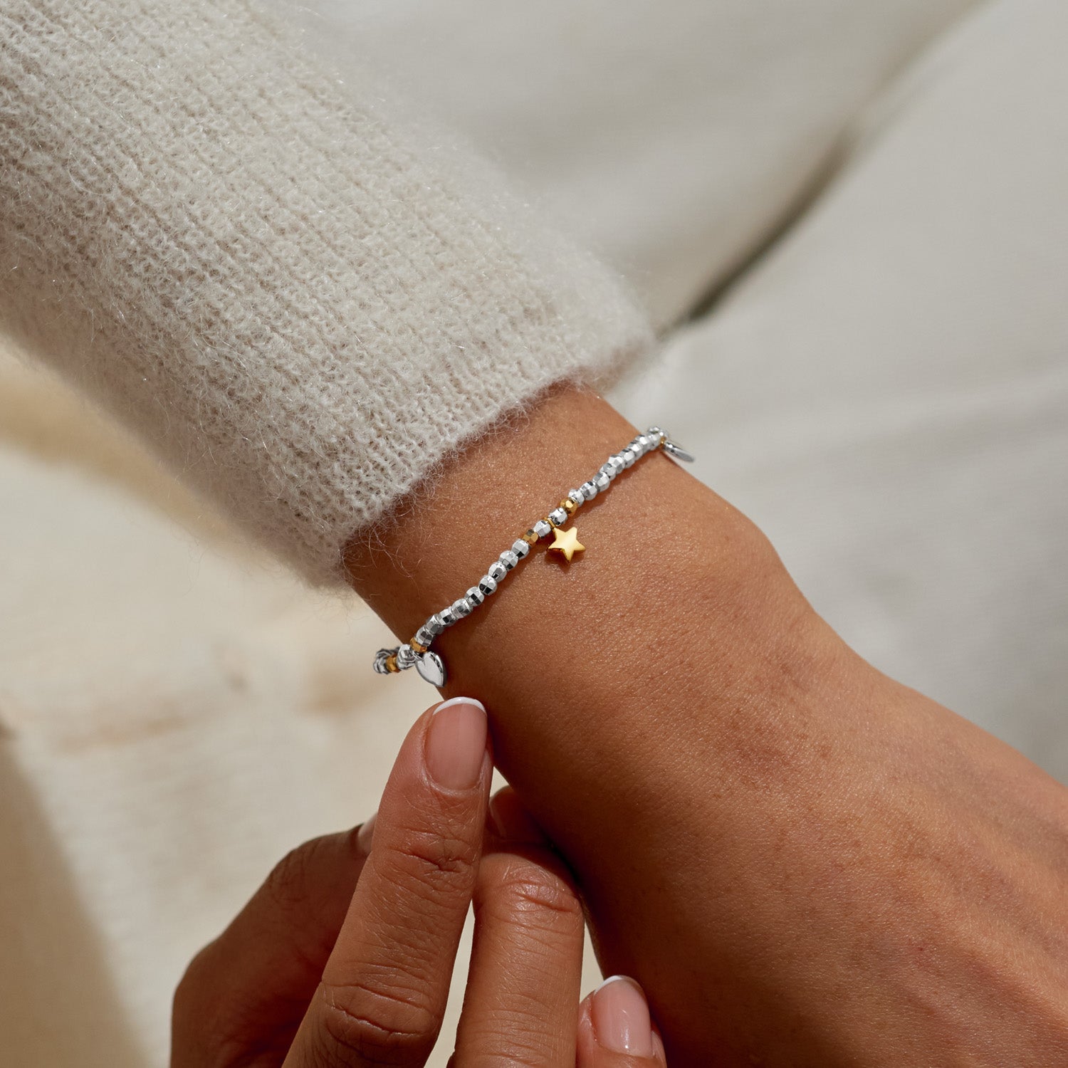 Joma Jewellery Sparkle Confetti A Little | Merry Christmas | Silver & Gold Plated | Bracelet | 17.5cm Stretch