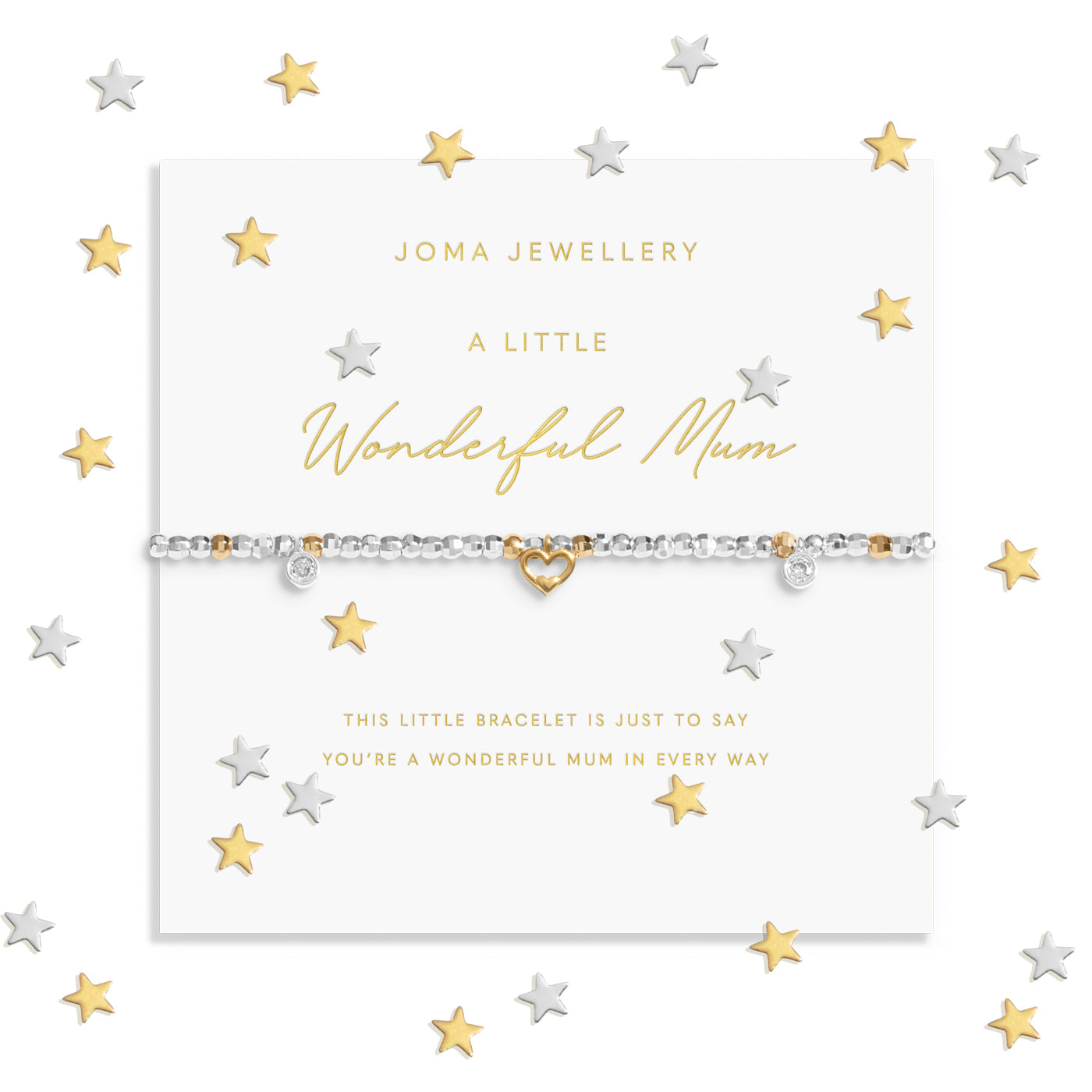 Joma Jewellery Sparkle Confetti A Little | Wonderful Mum | Silver & Gold Plated | Bracelet | 17.5cm Stretch