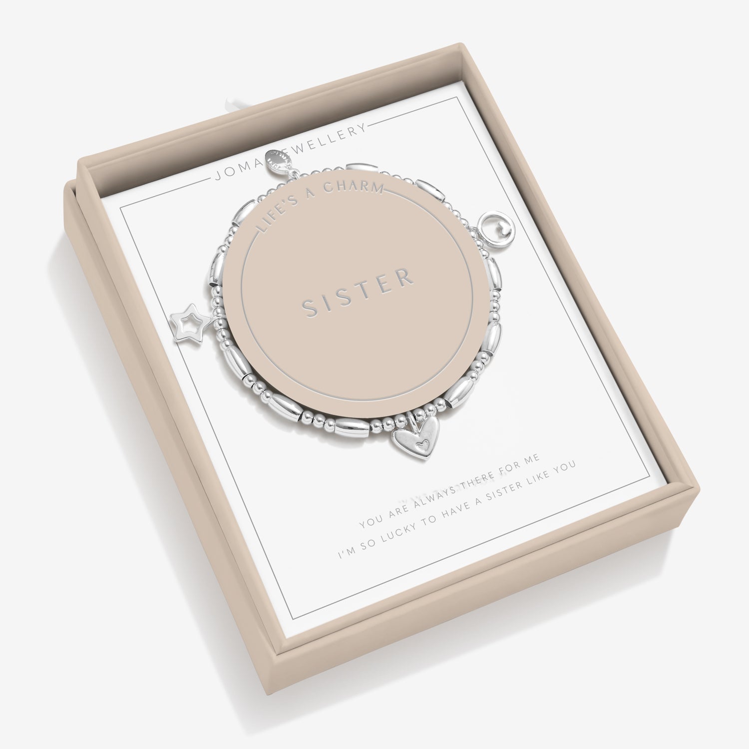 Joma Jewellery Life'S A Charm | Sister | Silver Plated | Bracelet | 17.5cm Stretch