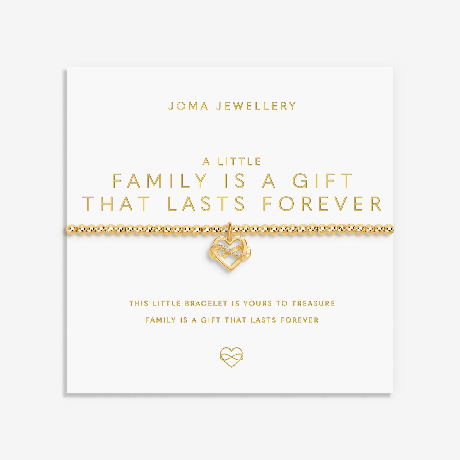 Joma Jewellery Gold A Little | Family Is A Gift That Lasts Forever | Gold Plated | Bracelet | 17.5cm Stretch