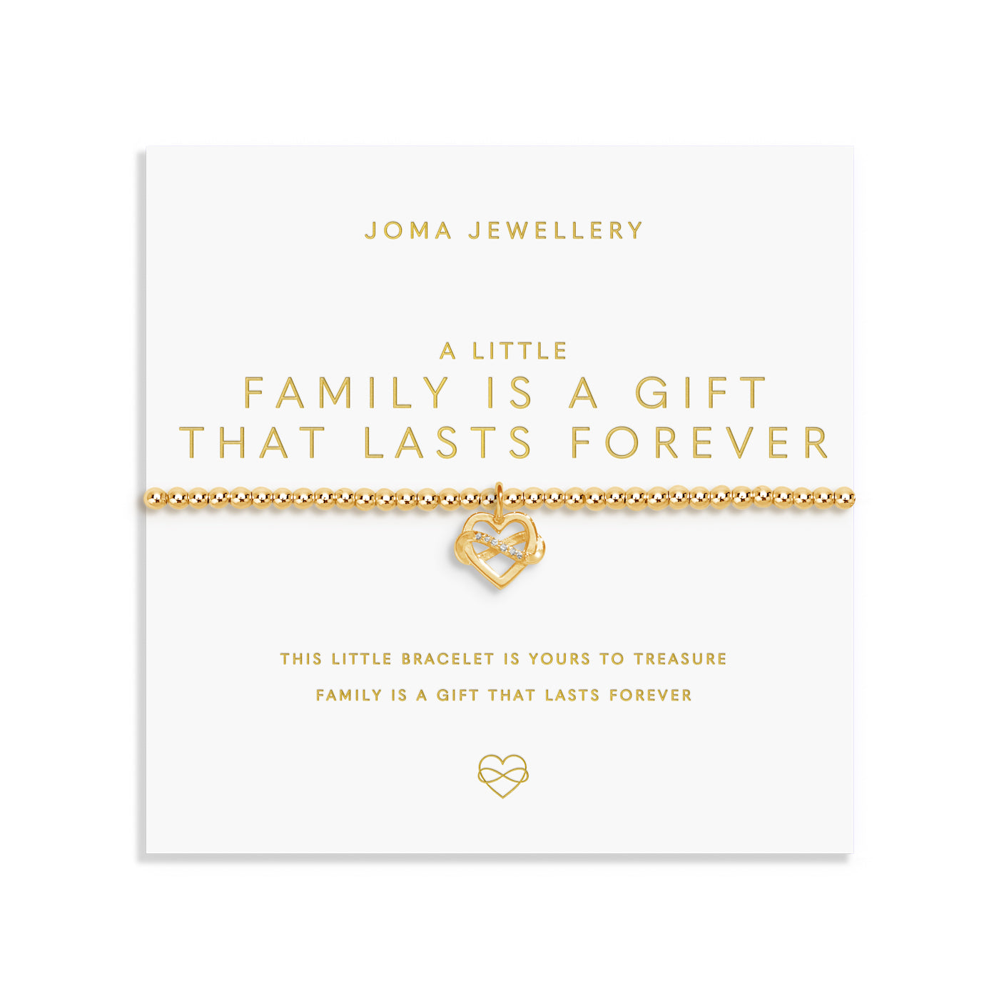 Joma Jewellery Gold A Little | Family Is A Gift That Lasts Forever | Gold Plated | Bracelet | 17.5cm Stretch