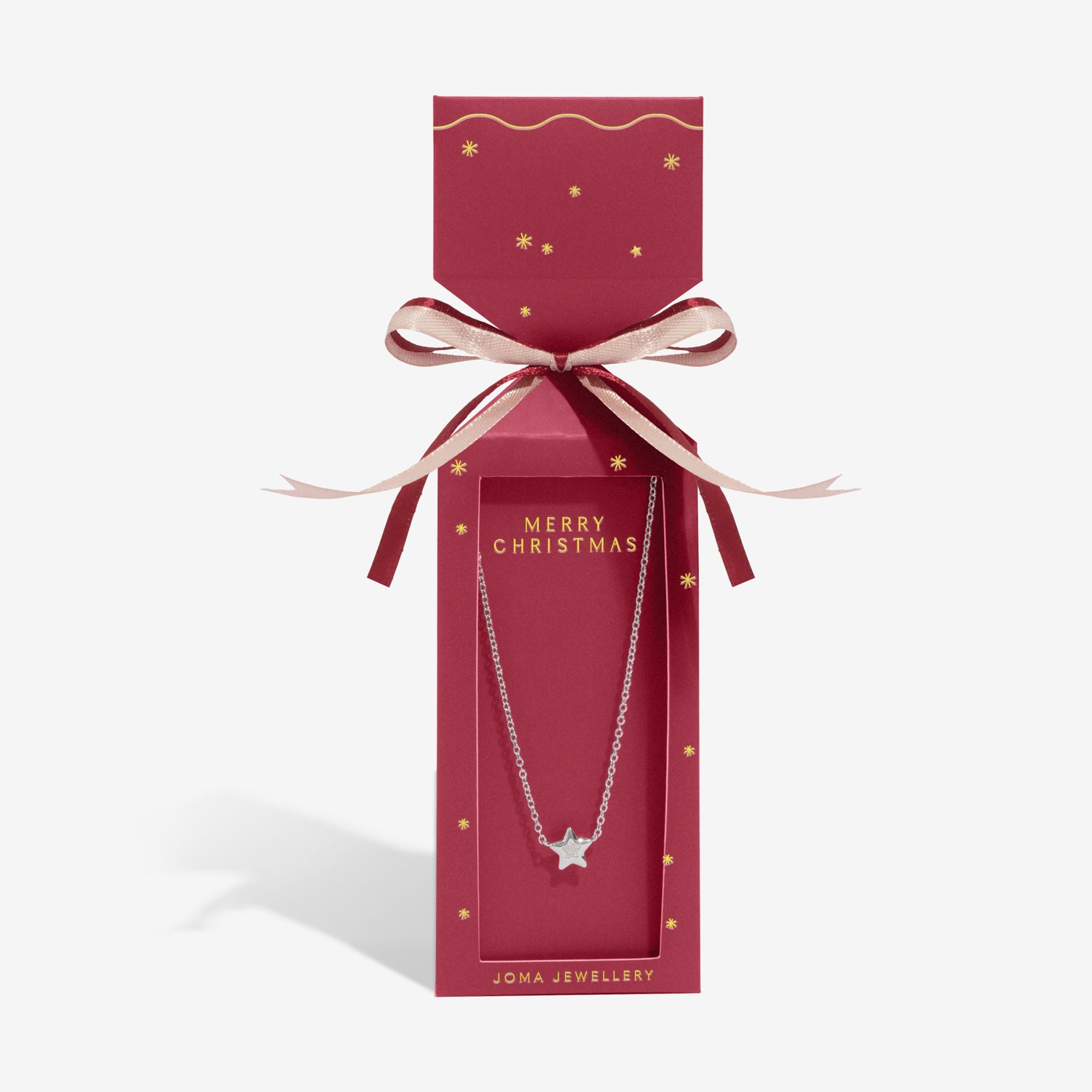 Joma Jewellery Necklace Christmas Cracker | Merry Christmas | Silver Plated | Necklace | 46cm + 5cm Extender