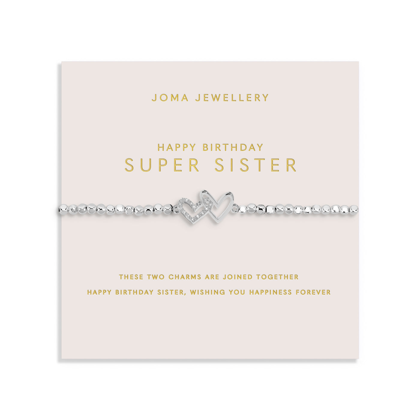 Joma Jewellery Forever Yours | Happy Birthday Super Sister | Silver Plated | Bracelet | 17.5cm Stretch