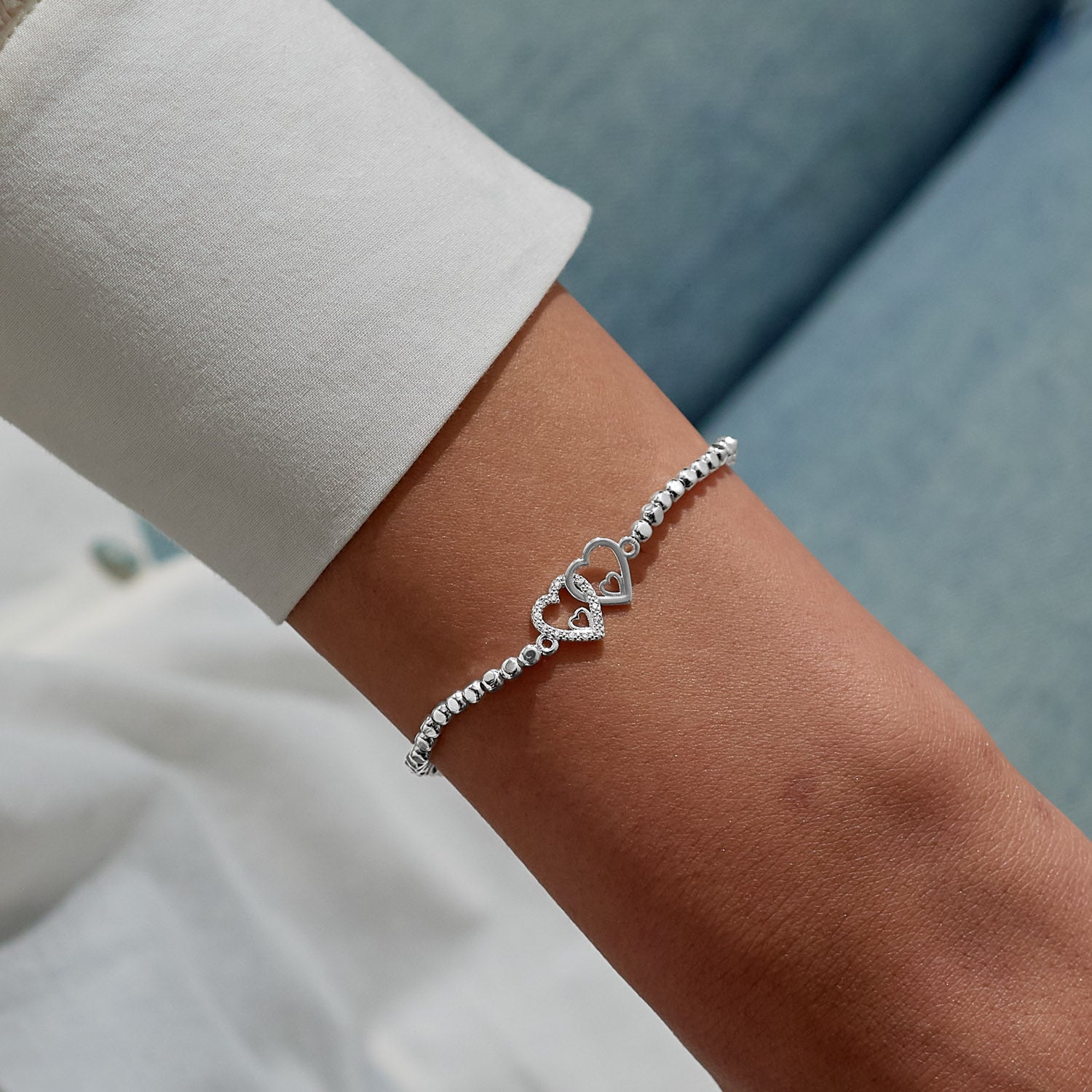 Joma Jewellery Forever Yours | You Make My Heart Smile | Silver Plated | Bracelet | 17.5cm Stretch