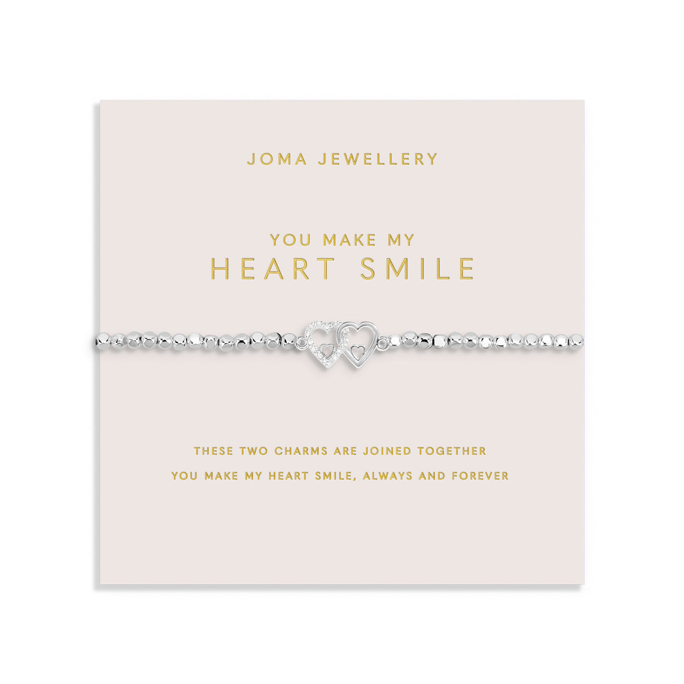 Joma Jewellery Forever Yours | You Make My Heart Smile | Silver Plated | Bracelet | 17.5cm Stretch