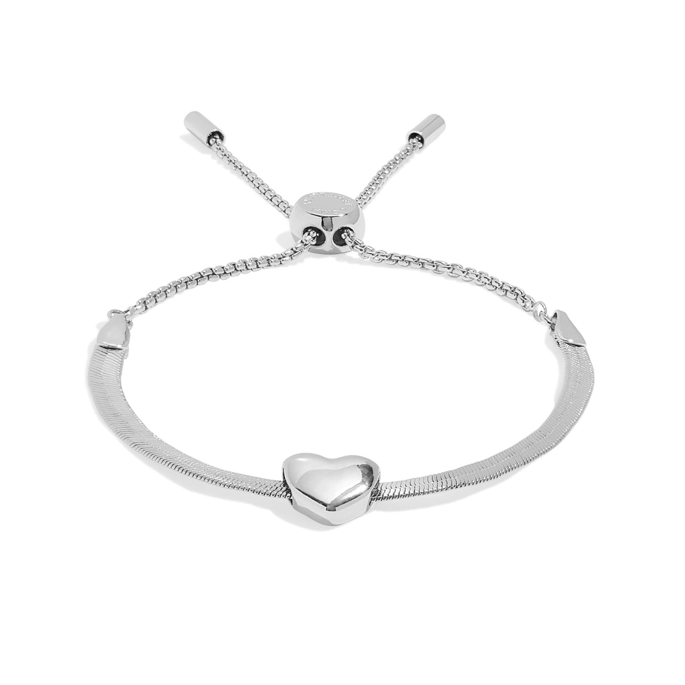 Joma Jewellery Bracelet Bar | Silver Heart Snake Chain | Silver Plated | Bracelet | 24.5cm Adjustable
