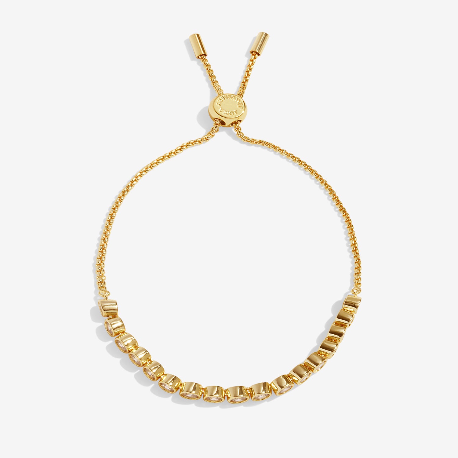 Joma Jewellery Bracelet Bar | Round Cz Tennis | Gold Plated | Bracelet | 24.5cm Adjustable