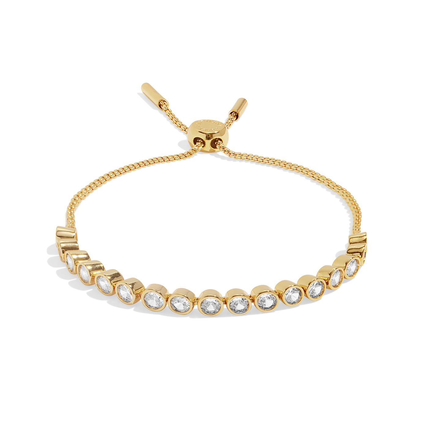 Joma Jewellery Bracelet Bar | Round Cz Tennis | Gold Plated | Bracelet | 24.5cm Adjustable