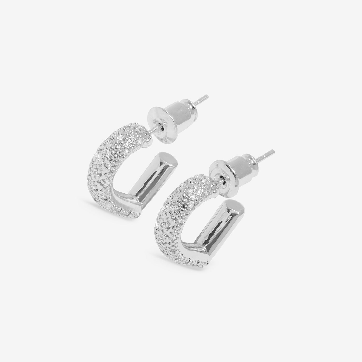Joma Jewellery Soul Shine Stack | Statement Hearts | Silver Plated | Set Of 2 Hoop Earrings
