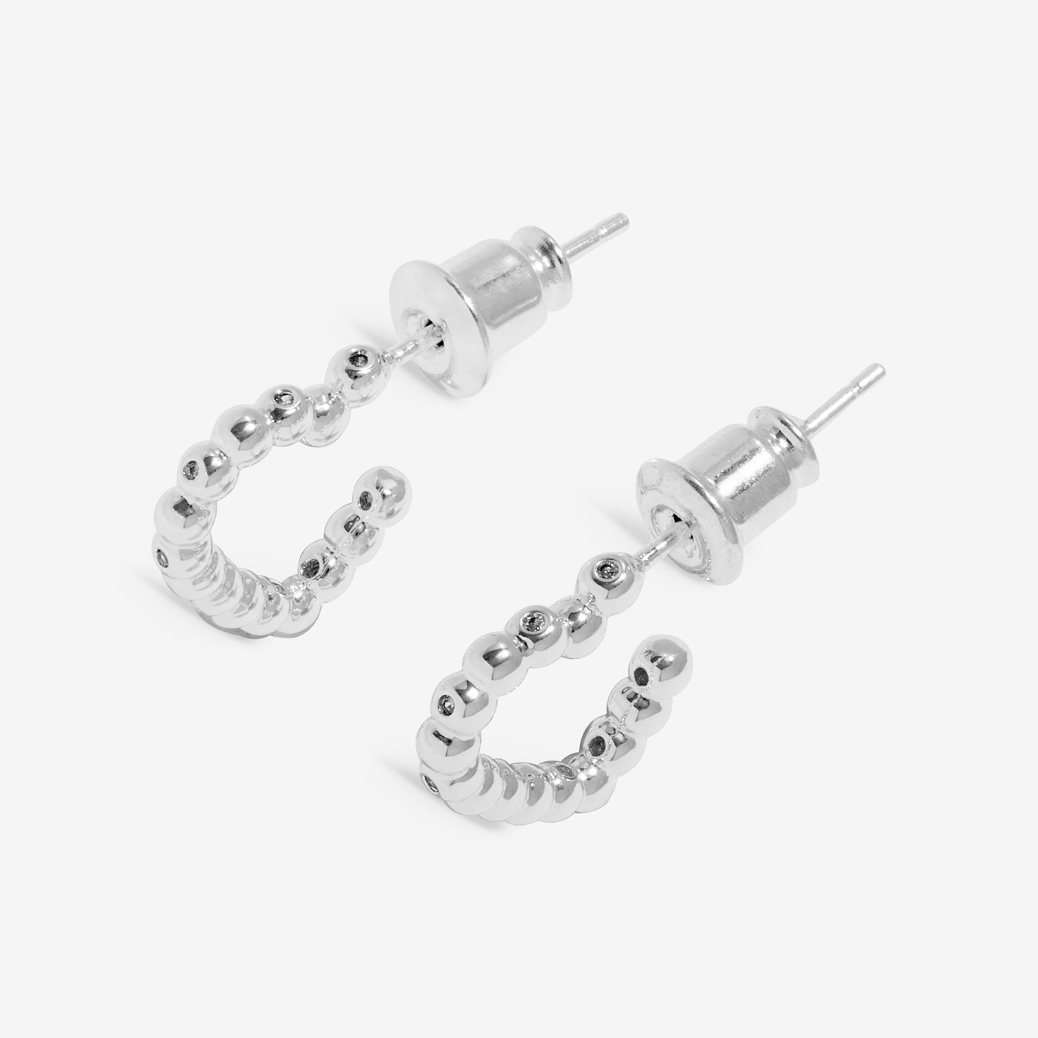 Joma Jewellery Soul Shine Stack | Statement Hearts | Silver Plated | Set Of 2 Hoop Earrings