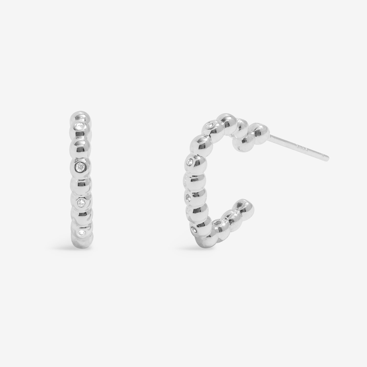 Joma Jewellery Soul Shine Stack | Statement Hearts | Silver Plated | Set Of 2 Hoop Earrings