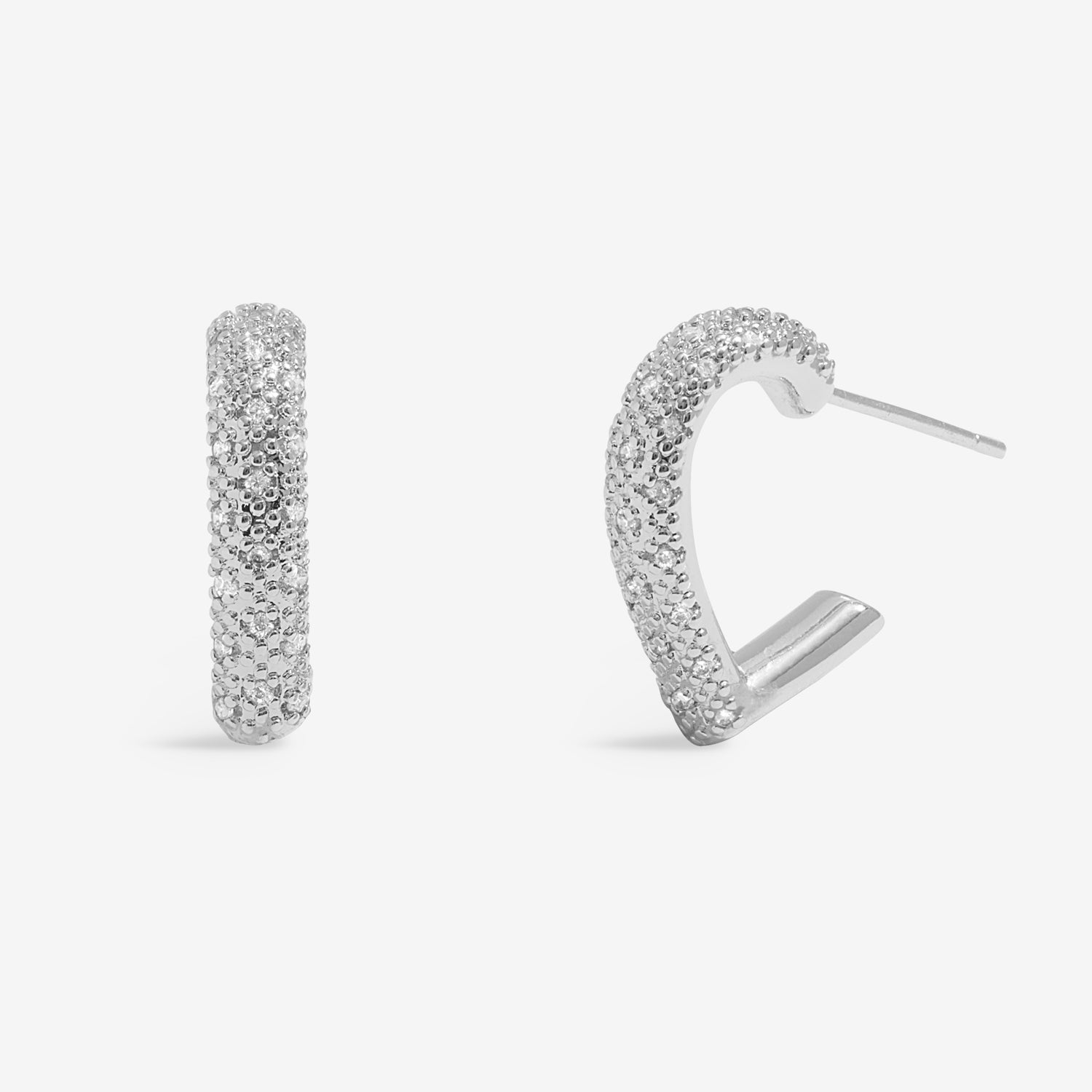 Joma Jewellery Soul Shine Stack | Statement Hearts | Silver Plated | Set Of 2 Hoop Earrings