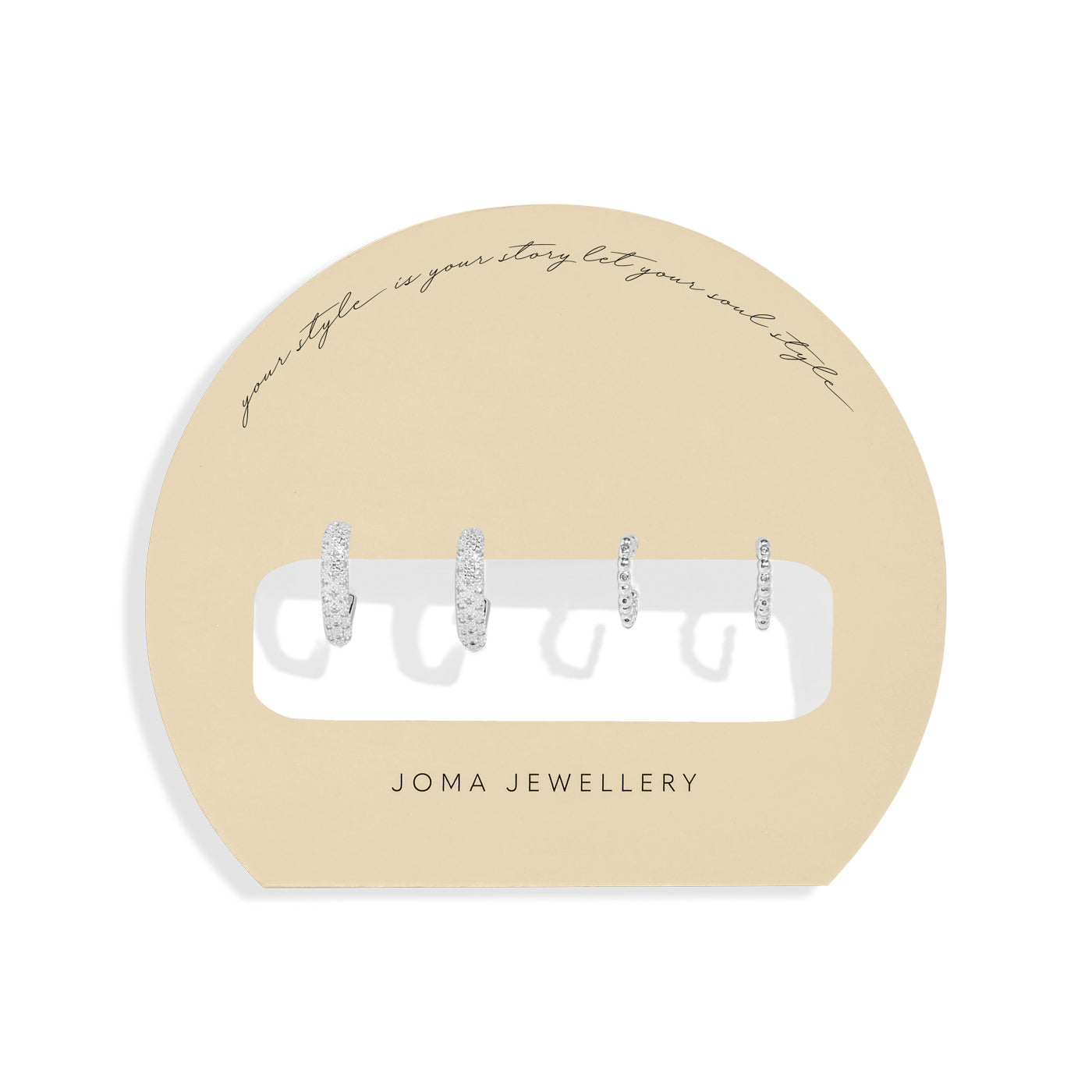 Joma Jewellery Soul Shine Stack | Statement Hearts | Silver Plated | Set Of 2 Hoop Earrings