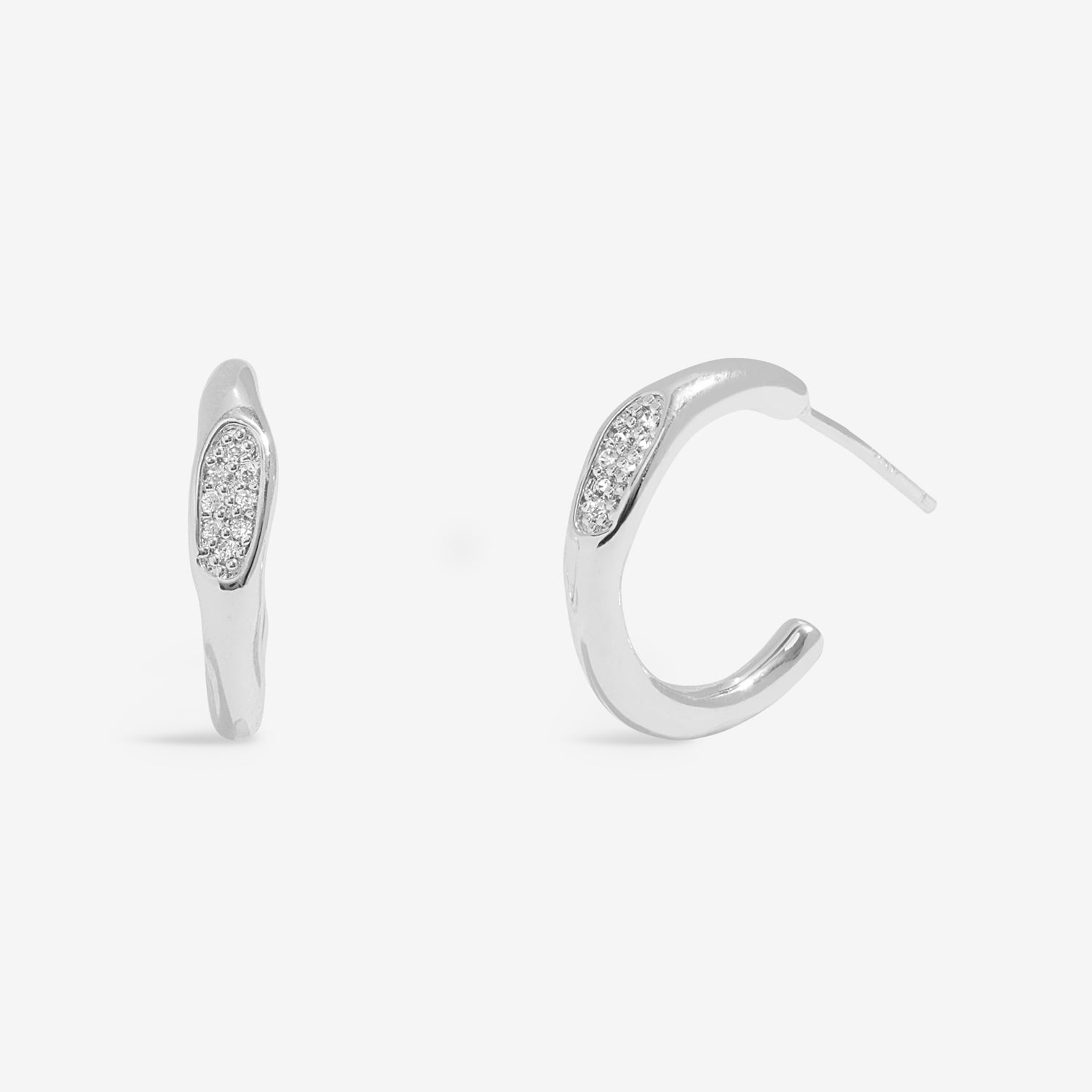 Joma Jewellery Soul Shine Stack | Organic | Silver Plated | Set Of 2 Hoop Earrings