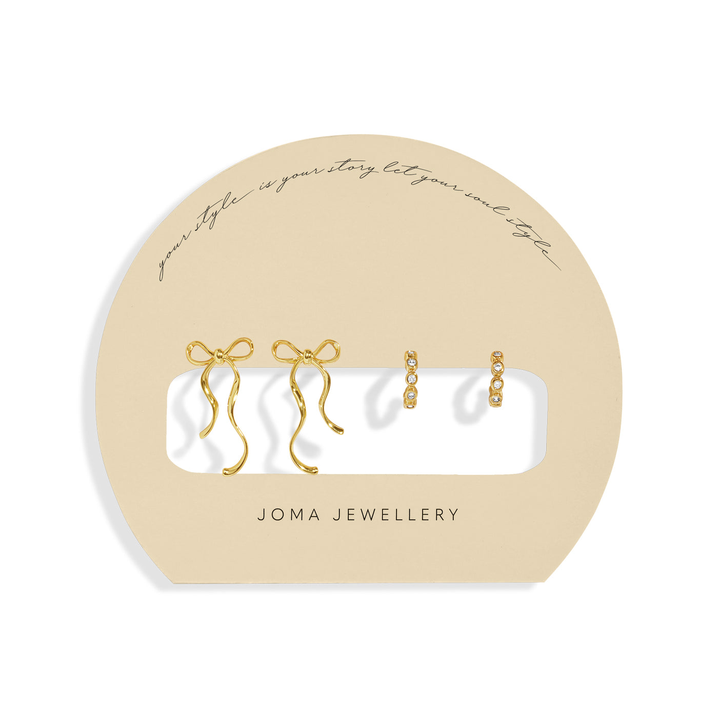 Joma Jewellery Soul Shine Stack | Bows | Gold Plated | Set Of 2 Earrings