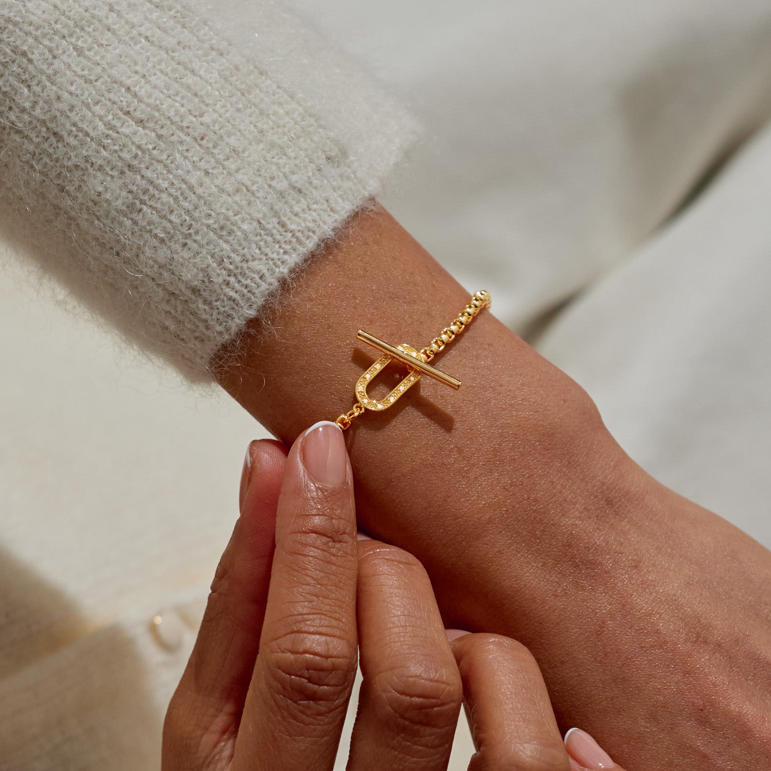 Joma Jewellery Evermore | Oval T-Bar | Gold Plated | Bracelet | 18.5cm
