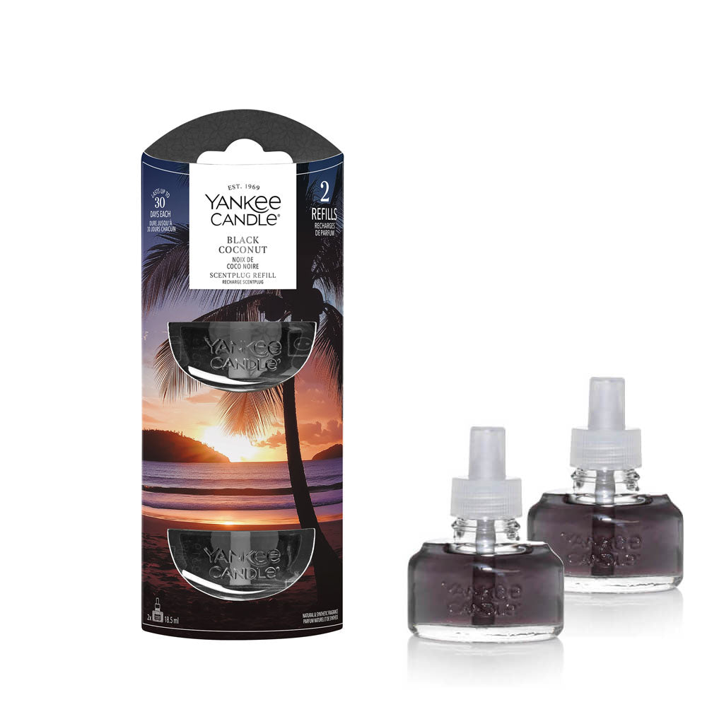 Yankee Candle Black Coconut refills with packaging on a white background