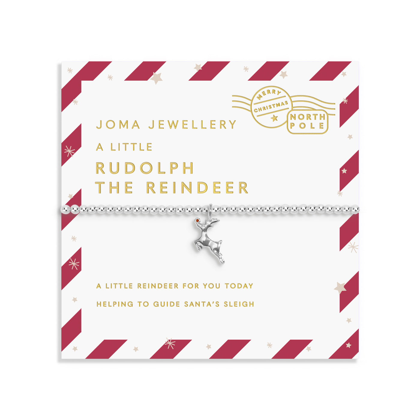 Joma Jewellery Kids' | Love From Santa | Rudolph The Reindeer | Silver Plated | Bracelet | 15.5cm Stretch