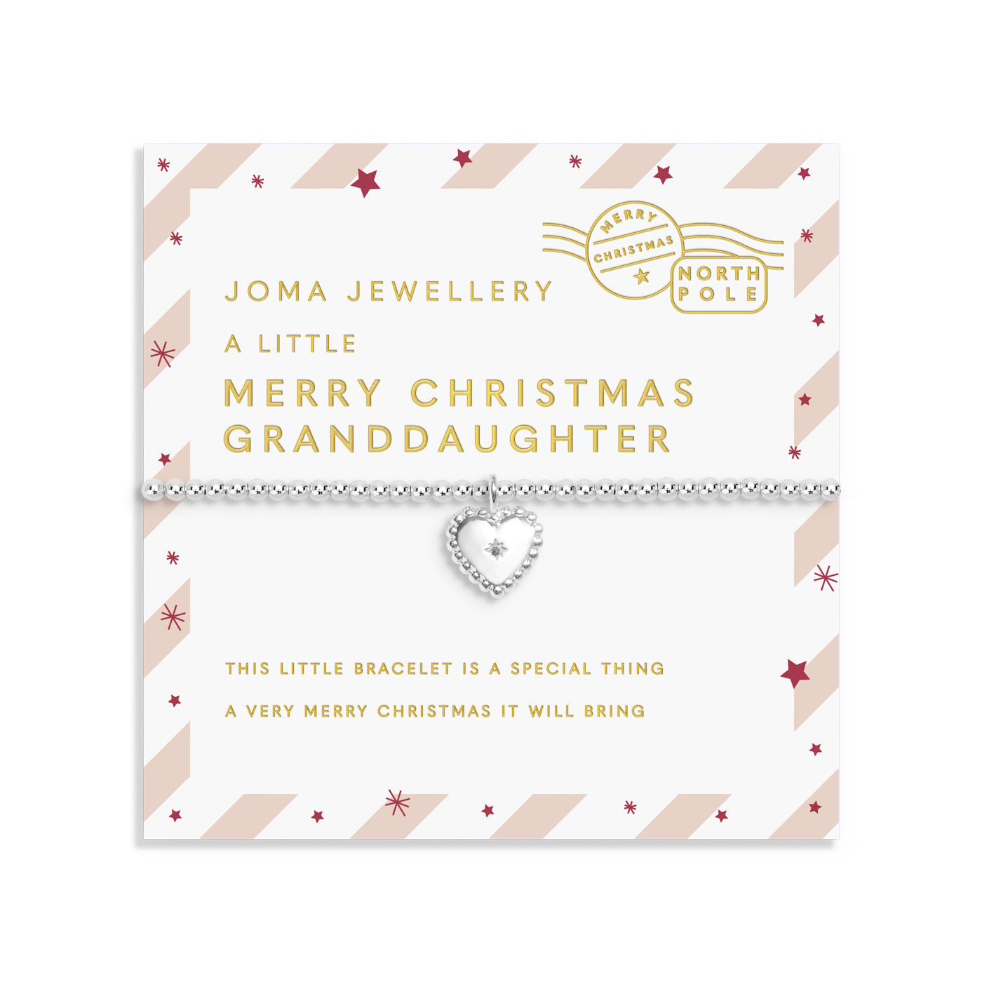 Joma Jewellery Kids' | Love From Santa | Merry Christmas Granddaughter | Silver Plated | Bracelet | 15.5cm Stretch