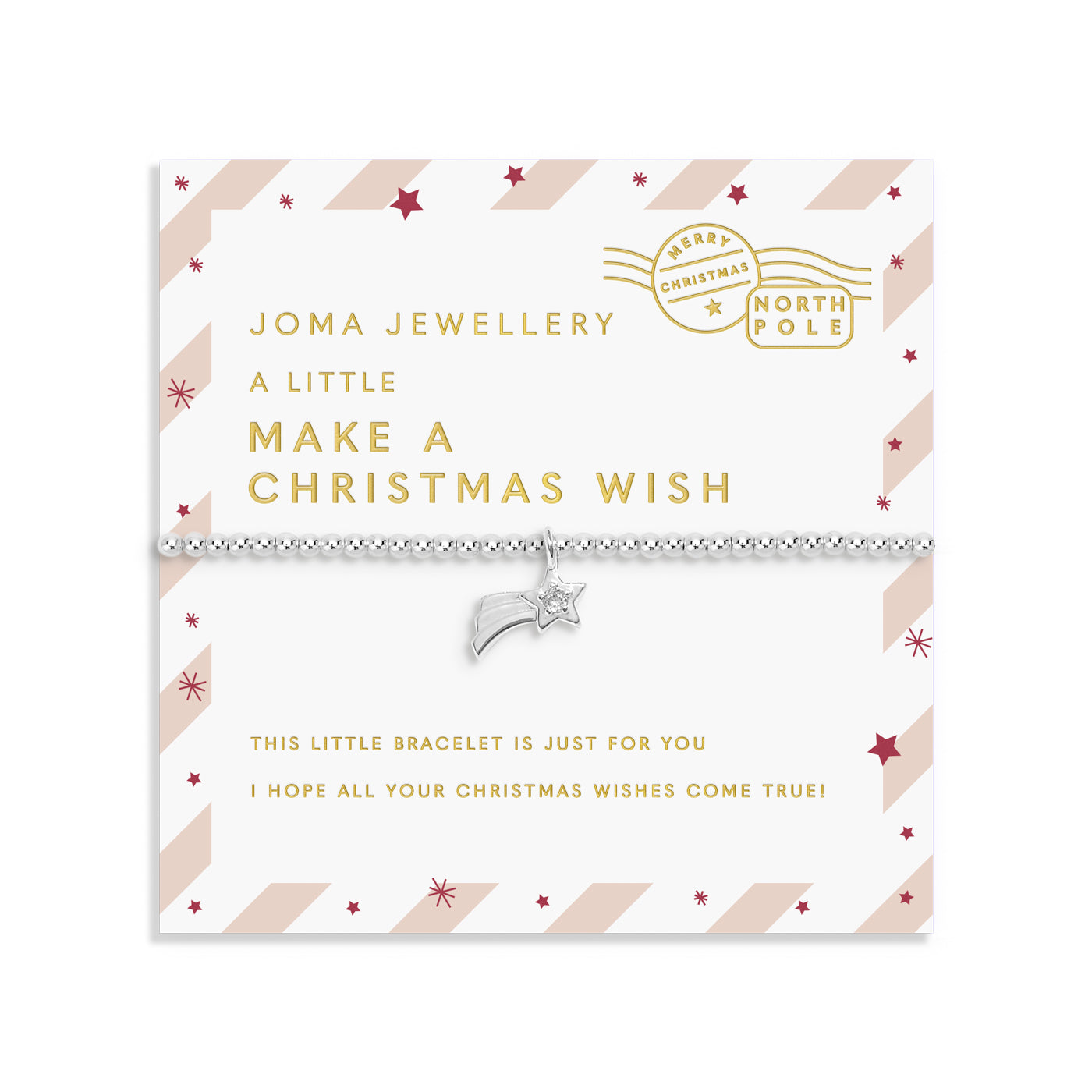 Joma Jewellery Kids' | Love From Santa | Make A Christmas Wish | Silver Plated | Bracelet | 15.5cm Stretch