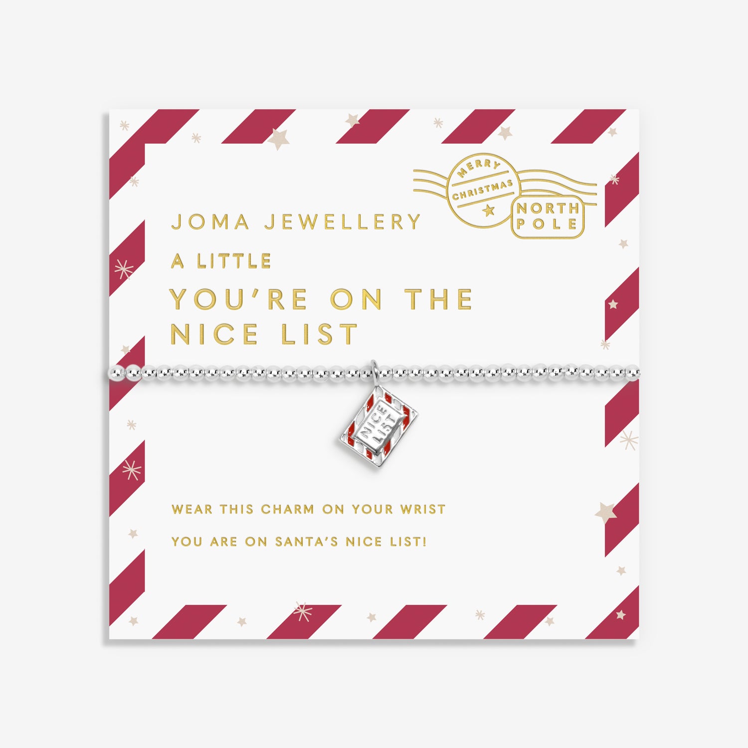 Joma Jewellery Kids' | Love From Santa | You'Re On The Nice List | Silver Plated | Bracelet | 15.5cm Stretch