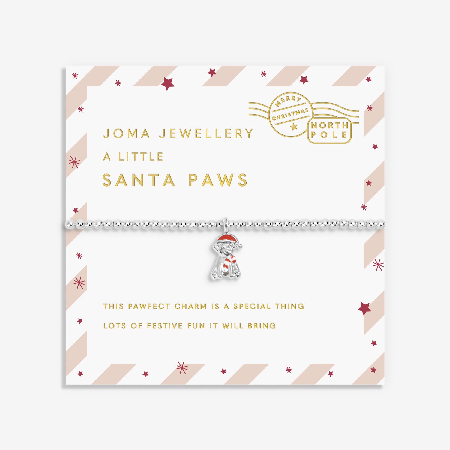 Joma Jewellery Kids' | Love From Santa | Santa Paws | Silver Plated | Bracelet | 15.5cm Stretch