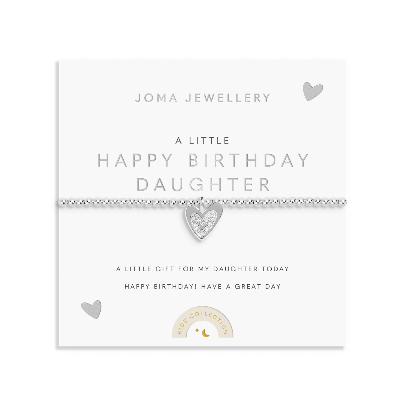 Joma Jewellery Kids' A Little | Happy Birthday Daughter | Silver Plated | Bracelet | 15.5cm Stretch